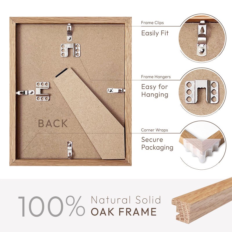 wallwisy 5x7 Picture Frame  Solid Oak Wood 5x7 Photo Frame with Mat to 4x6  7x5 Picture Frames for Wall and Tabletop Display  Natural Oak 5 x 7 Frame  Set of 1 - Image 4
